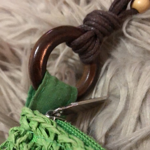 FREE WITH $25 PURCHASE Sun N Sand Woven Bag-Crossbody-Beaded Accents-Green/Brown - Picture 6 of 15